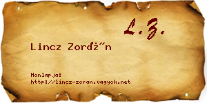 Lincz Zorán névjegykártya